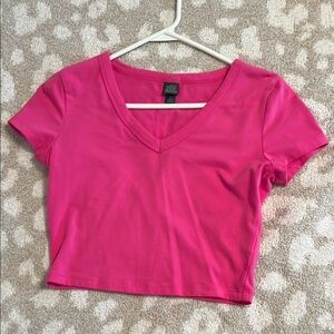Pink V-Neck Crop Top